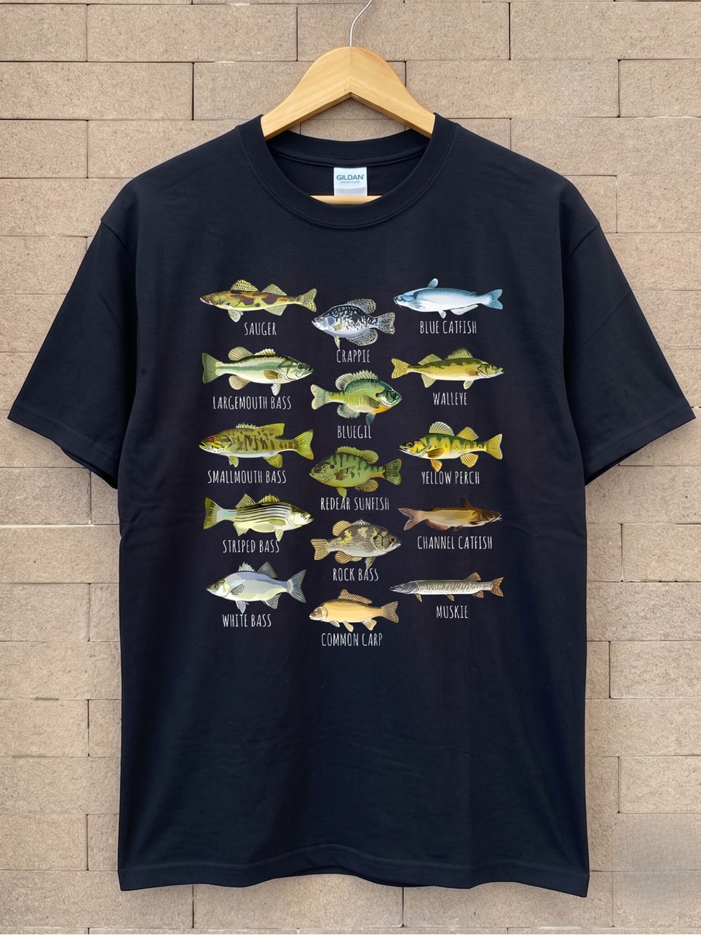 Gildan Fish Species Biology Types of Freshwater Fish Fishing T-Shirt